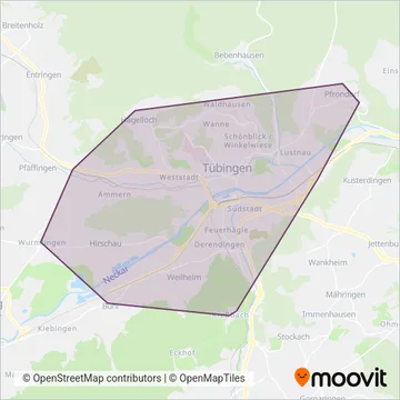 Stadtverkehr Tüb. coverage area map