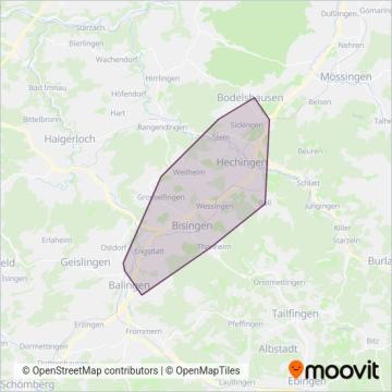 Схема покрытия компании HVB Wiest + Schürmann Hechinger Verkehrsbetriebsges. mbH