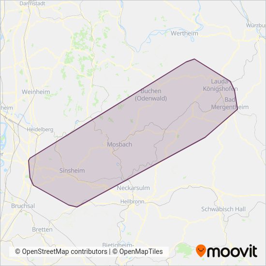 Схема покрытия компании SWEG Landesverkehrs-GmbH