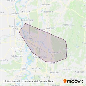 RNV Rhein-Neckar-Verkehr GmbH (Bus) coverage area map