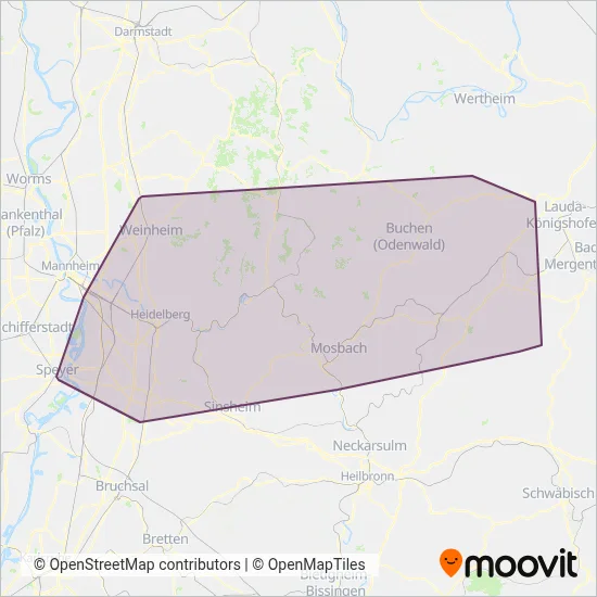 Busverkehr Rhein-Neckar GmbH coverage area map