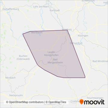 VerkehrsGesellschaft Main-Tauber mbH (VGMT) coverage area map