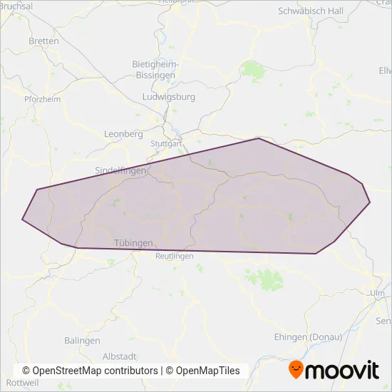 Regionalverkehr Alb-Bodensee (RAB) coverage area map