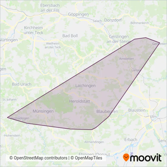 Schwäbische Alb-Bahn coverage area map