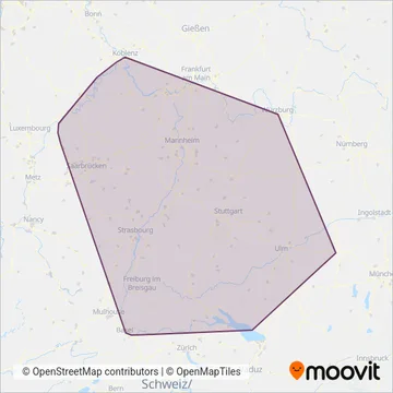 Схема покрытия компании NVBW (Поезд)