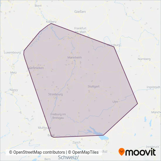 NVBW (Rail) coverage area map