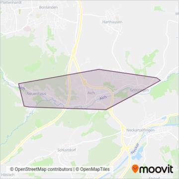 Схема покрытия компании Bürgerbus Aichtal