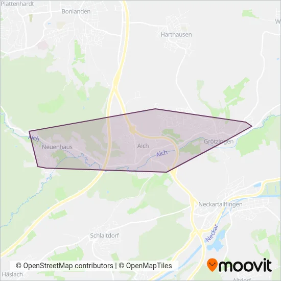 Bürgerbus Aichtal coverage area map