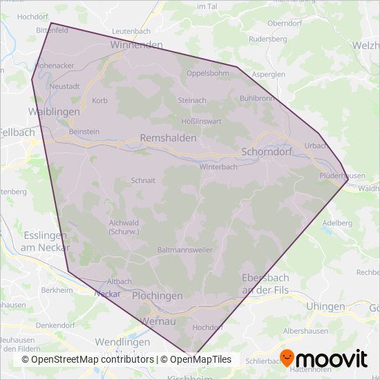 Схема покрытия компании Fischle Regionalverkehr Stuttgart