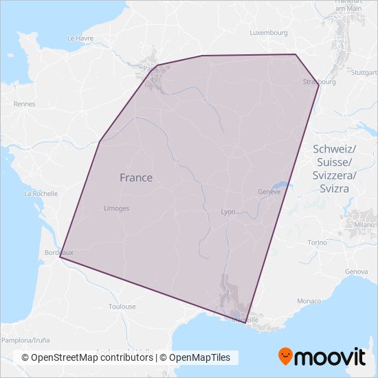 Схема покрытия компании SNCF