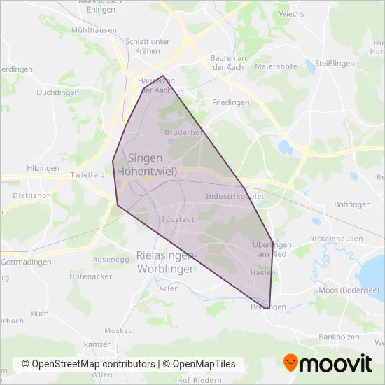 Stadtverkehr Singen coverage area map