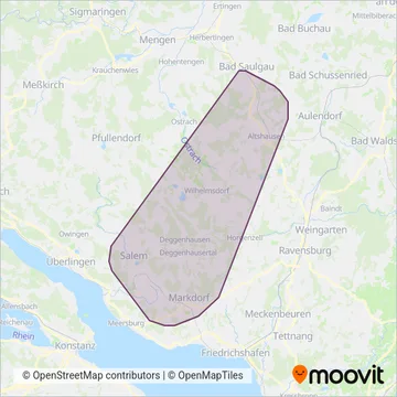 Схема покрытия компании Bodensee-Oberschwaben-Verkehrsverbund