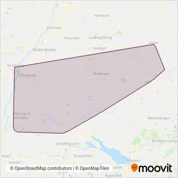 Südwestdeutsche Verkehrs-AG coverage area map