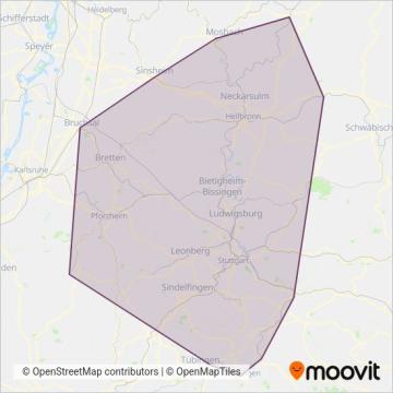 SWEG Bahn Stuttgart coverage area map