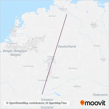 Nachtzug coverage area map