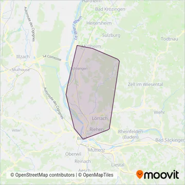 Схема покрытия компании Süd Weil am Rhein Lörrach