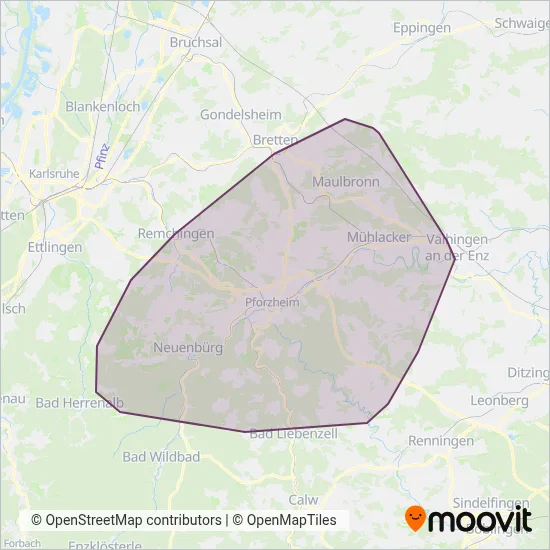 Betrieb coverage area map