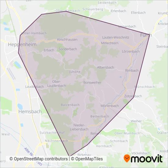 DB Regio Bus Mitte coverage area map