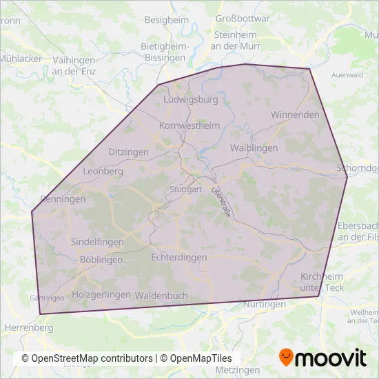 S-Bahn Stuttgart coverage area map