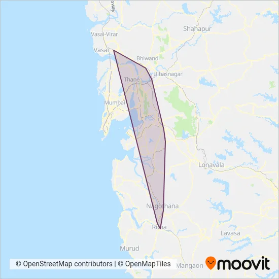 C.R.MEMU (Central Railways Shuttle MEMU Trains) coverage area map