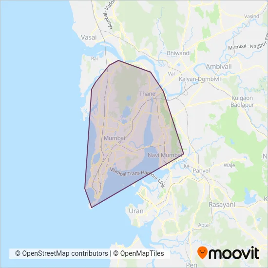 BEST AC Buses coverage area map