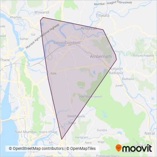 KDMT (Kalyan Dombivali Municipal Transport) coverage area map