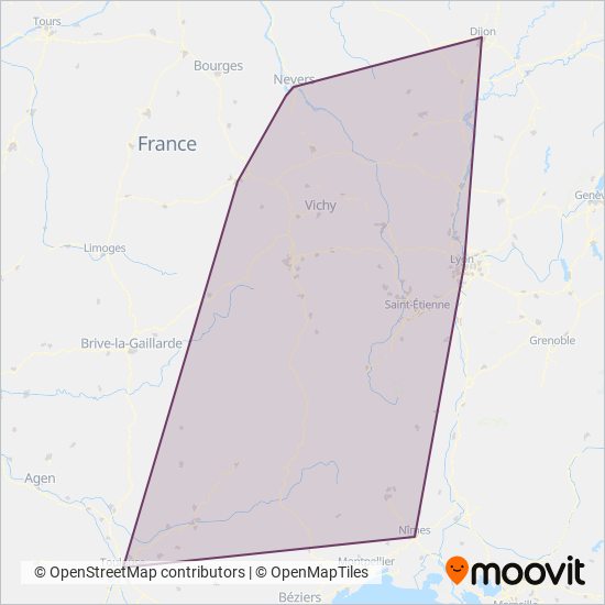 Mapa del área de cobertura de SNCF VOYAGEURS