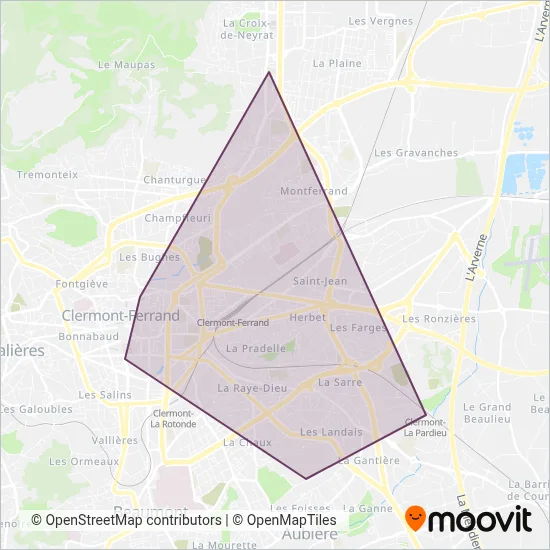 T2C (Tram) coverage area map