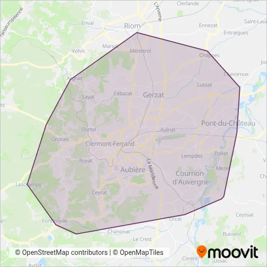 T2C (Bus) coverage area map