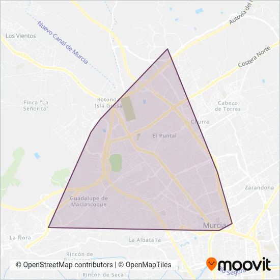 Cobertura del mapa de Tranvia de Murcia