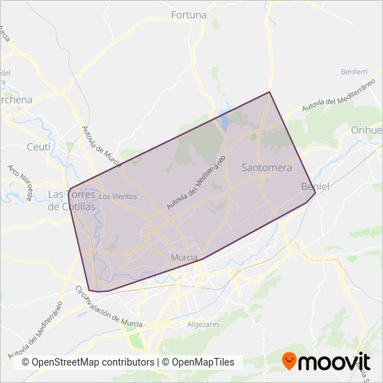 Movibus - Monbus (Murcia) coverage area map