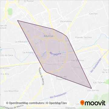 Transportes de Murcia coverage area map