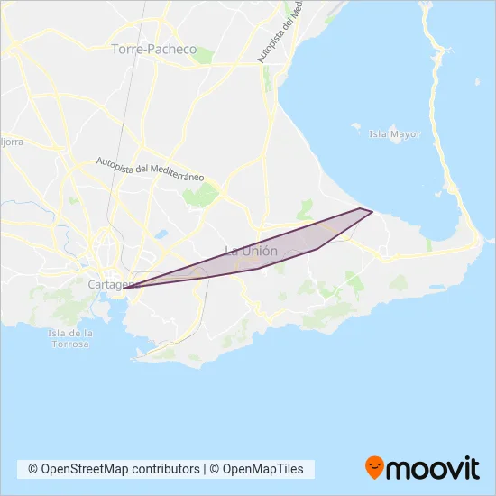 Renfe Cercanías Cartagena coverage area map