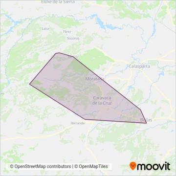 Mapa del área de cobertura de RuralBús - López Fernández