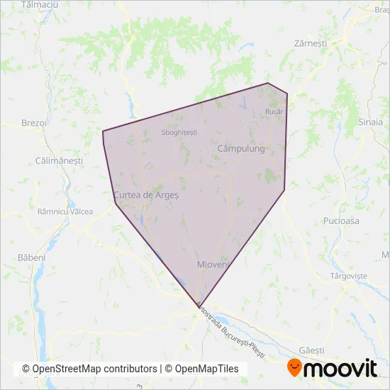 Transport Județean Argeș coverage area map