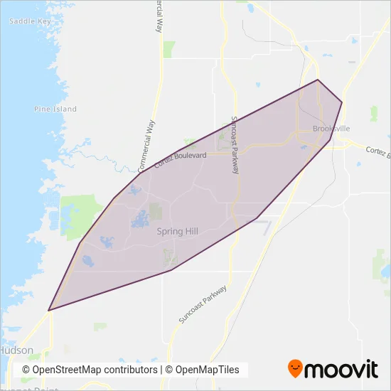 The Bus coverage area map