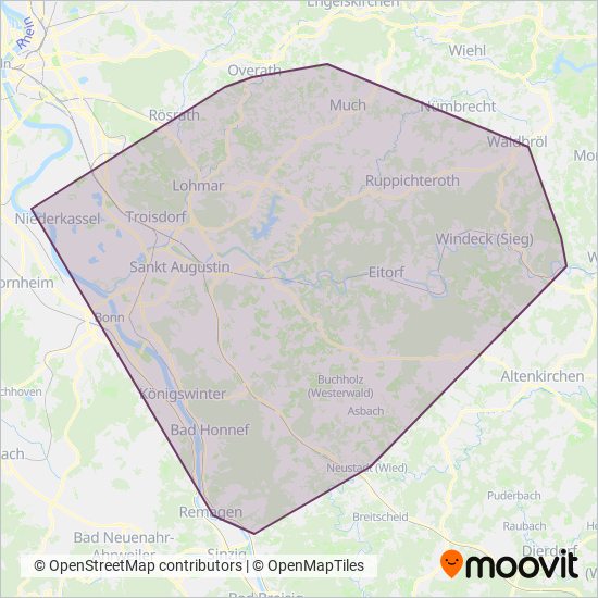 RSVG Rhein-Sieg-Verkehrsgesellschaft mbH coverage area map