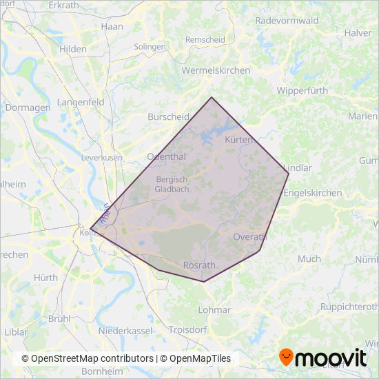 RVK Regionalverkehr Köln GmbH NL Berg.Gladb. coverage area map
