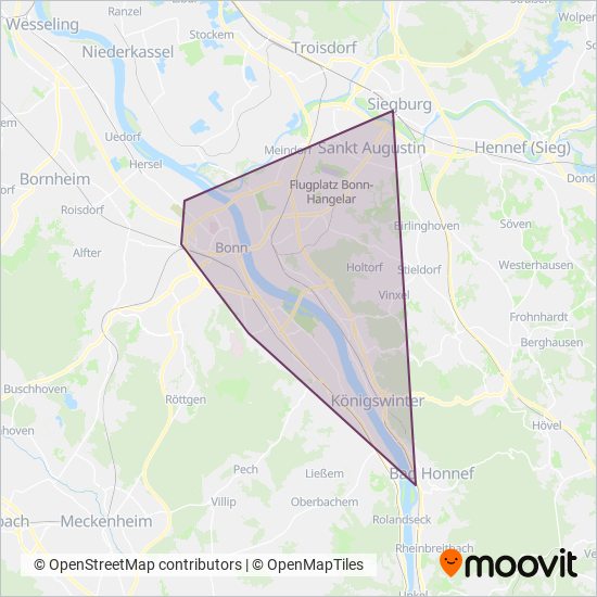 SWB Stadtwerke Bonn Verkehrs GmbH coverage area map