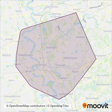 Rheinbahn (Bus) coverage area map