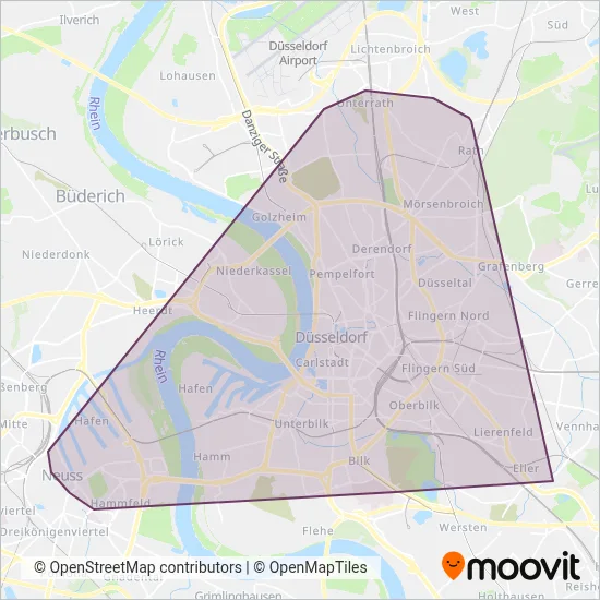 Rheinbahn (Tram) Verbundsgebiet