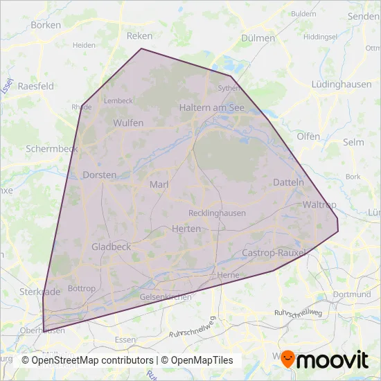 Vestische coverage area map