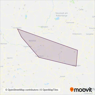 NordWestBahn (Rail) coverage area map