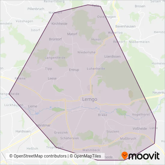 Stadtbus Lemgo coverage area map
