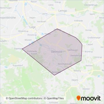 Схема покрытия компании Stadtverkehr Detmold