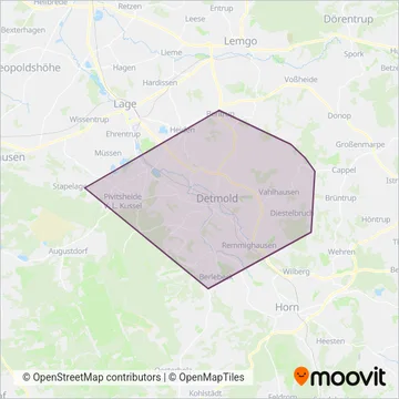 Схема покрытия компании Stadtverkehr Detmold