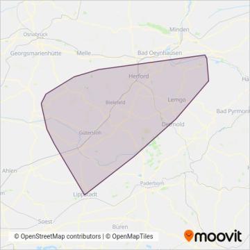 Схема покрытия компании go.on - Gesellschaft für Bus- und Schienenverkehr mbH