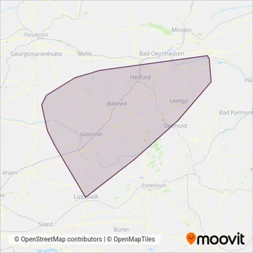 Схема покрытия компании go.on - Gesellschaft für Bus- und Schienenverkehr mbH
