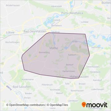 Схема покрытия компании Vlotho Bus GmbH