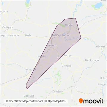 Схема покрытия компании TWV-Bus Transdev Ostwestfalen GmbH k